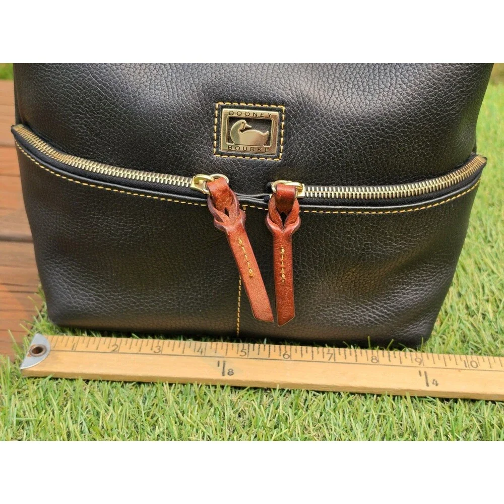 Dooney Bourke Dillen Black Pebbled Leather Hobo Bag Double Pocket GUC
